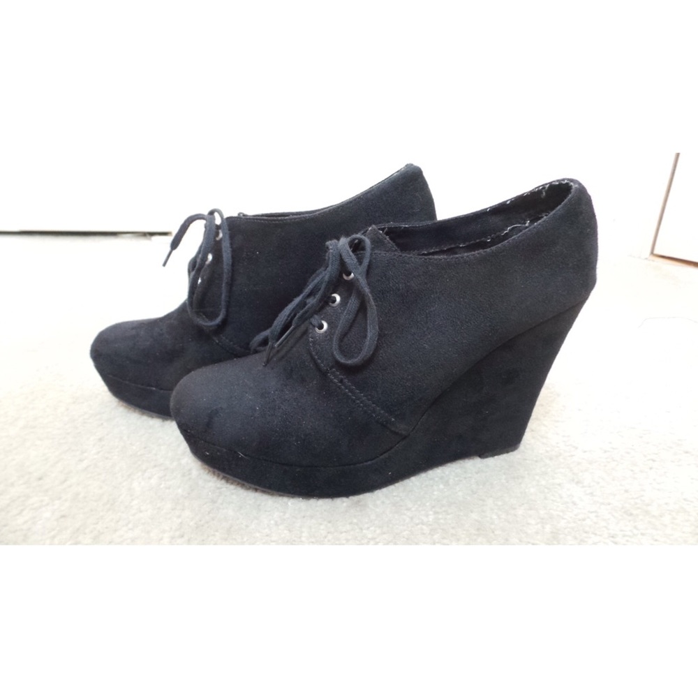 Laced Wedge Booties